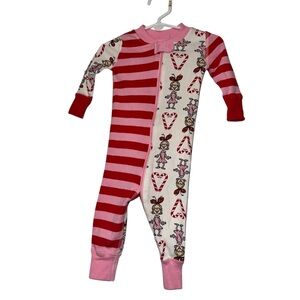 Hanna Andersson Dr. Seuss Pink and Red Striped sleeper sz 60 3-6m Cindy Lou who